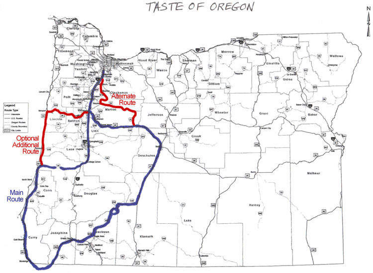 Taste of Oregon RV Trip route map